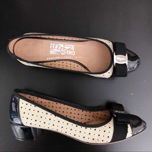 Ferragamo | Laser Cut Low Block Heels Sz. 9 2A (N)